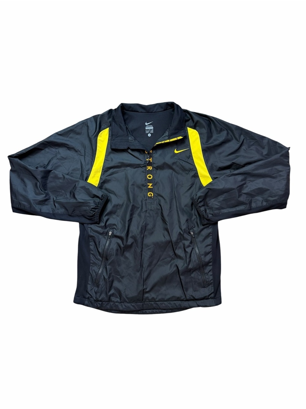 Vintage Nike Men’s Y2K Live Strong Black 1/4 Zip Small Windbreaker Jacket